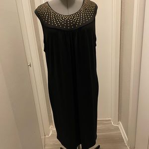 AA Studio Black dress with gold print on shoulders